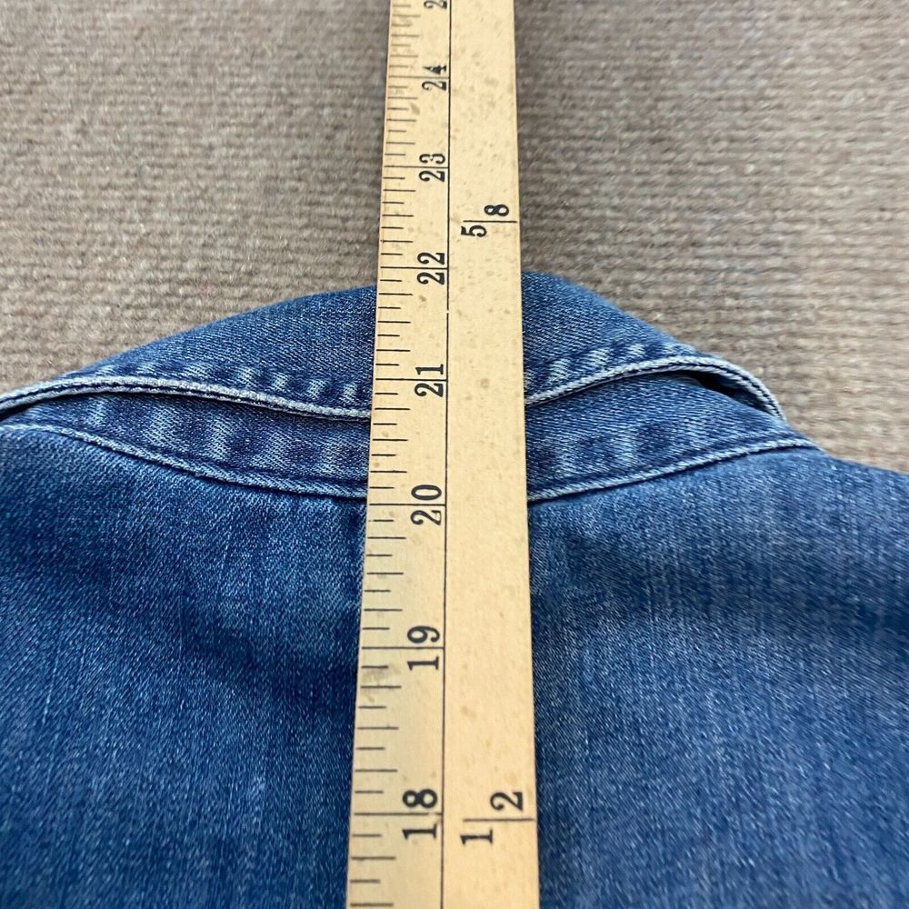 Talbots Jacket Womens‎ 4 Blue Denim Stretch Trucker Flap Pockets Button Front - Picture 8 of 11